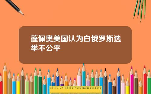 蓬佩奥美国认为白俄罗斯选举不公平