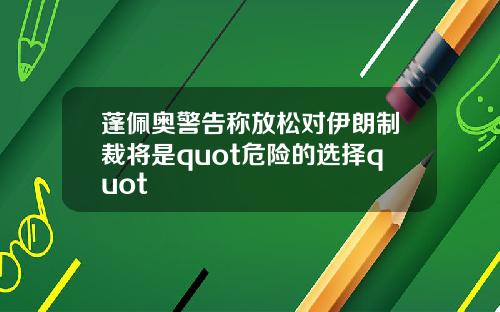 蓬佩奥警告称放松对伊朗制裁将是quot危险的选择quot