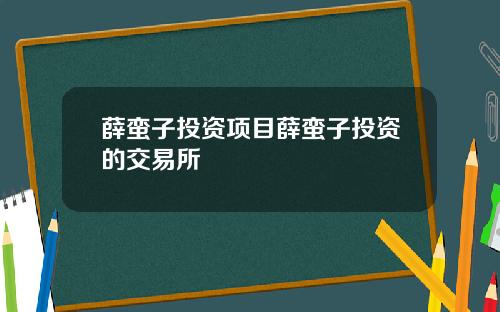薛蛮子投资项目薛蛮子投资的交易所