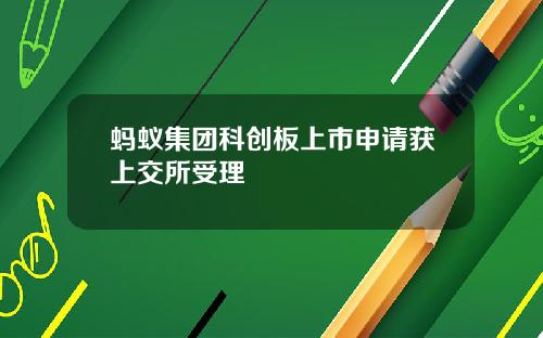 蚂蚁集团科创板上市申请获上交所受理