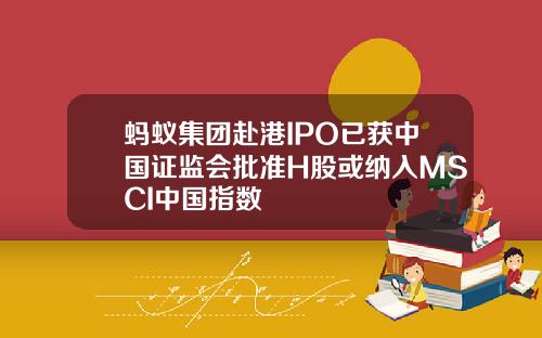 蚂蚁集团赴港IPO已获中国证监会批准H股或纳入MSCI中国指数