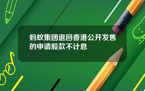 蚂蚁集团退回香港公开发售的申请股款不计息