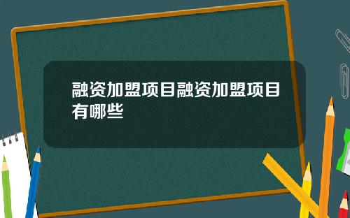 融资加盟项目融资加盟项目有哪些