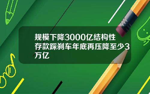 规模下降3000亿结构性存款踩刹车年底再压降至少3万亿
