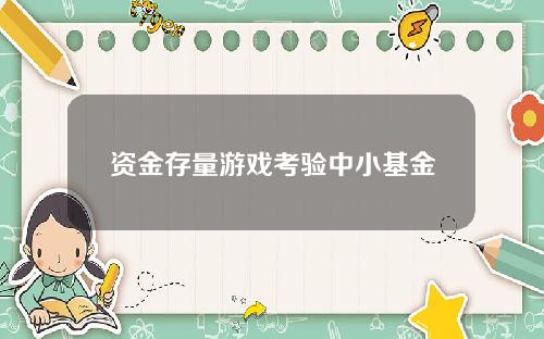 资金存量游戏考验中小基金