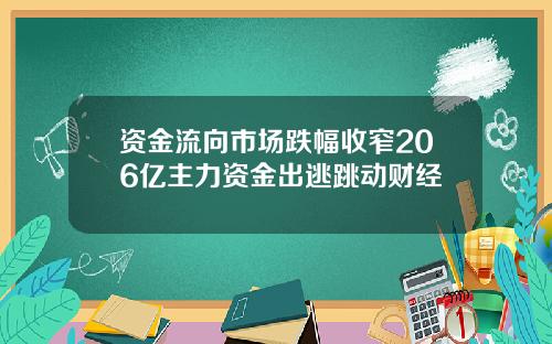 资金流向市场跌幅收窄206亿主力资金出逃跳动财经