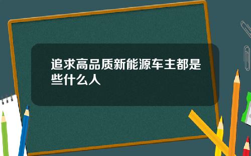 追求高品质新能源车主都是些什么人