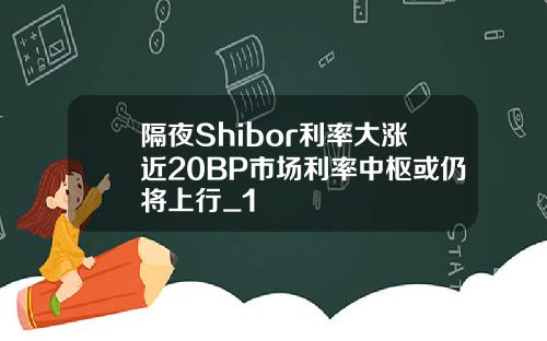 隔夜Shibor利率大涨近20BP市场利率中枢或仍将上行_1