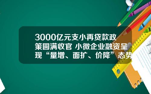 3000亿元支小再贷款政策圆满收官 小微企业融资呈现“量增、面扩、价降”态势_1