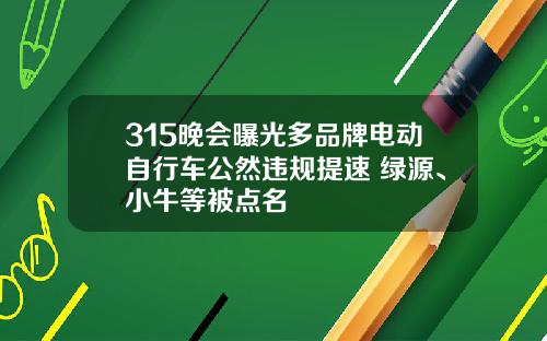 315晚会曝光多品牌电动自行车公然违规提速 绿源、小牛等被点名