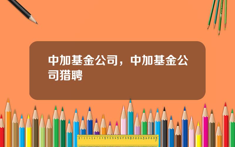 中加基金公司，中加基金公司猎聘