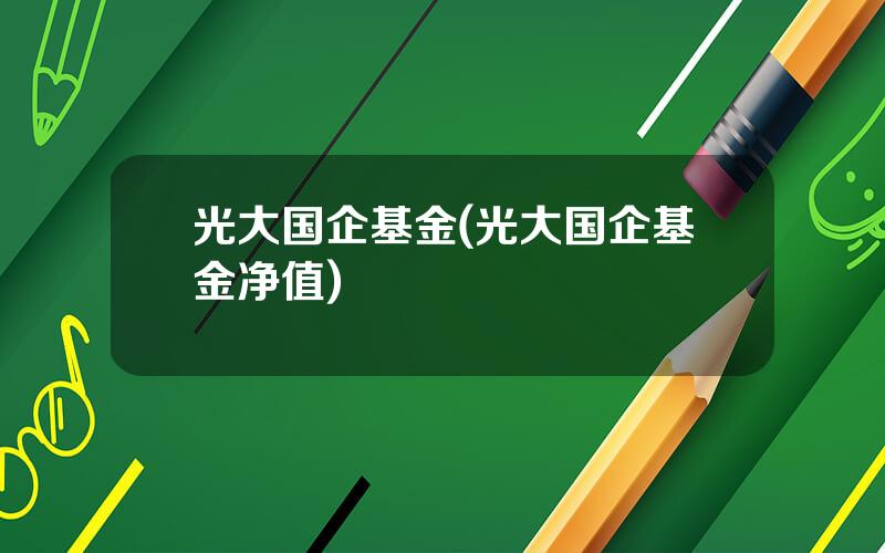 光大国企基金(光大国企基金净值)