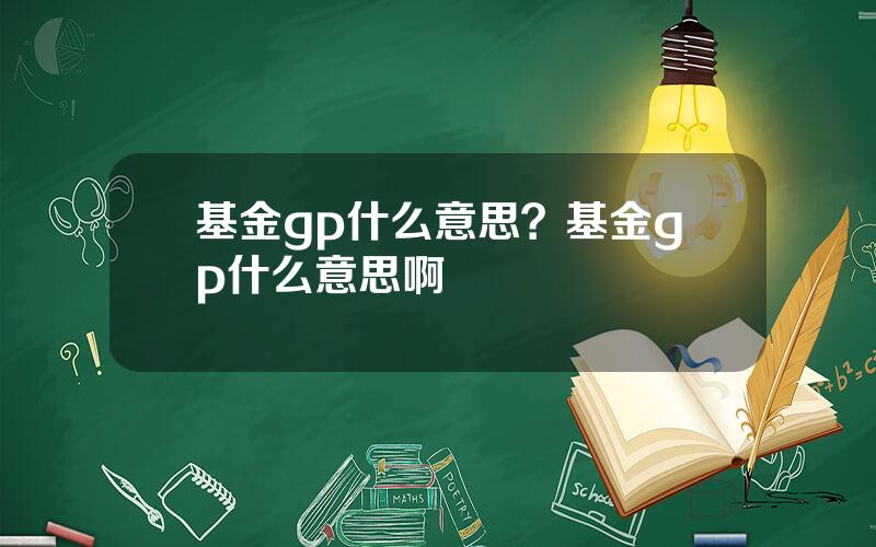 基金gp什么意思？基金gp什么意思啊