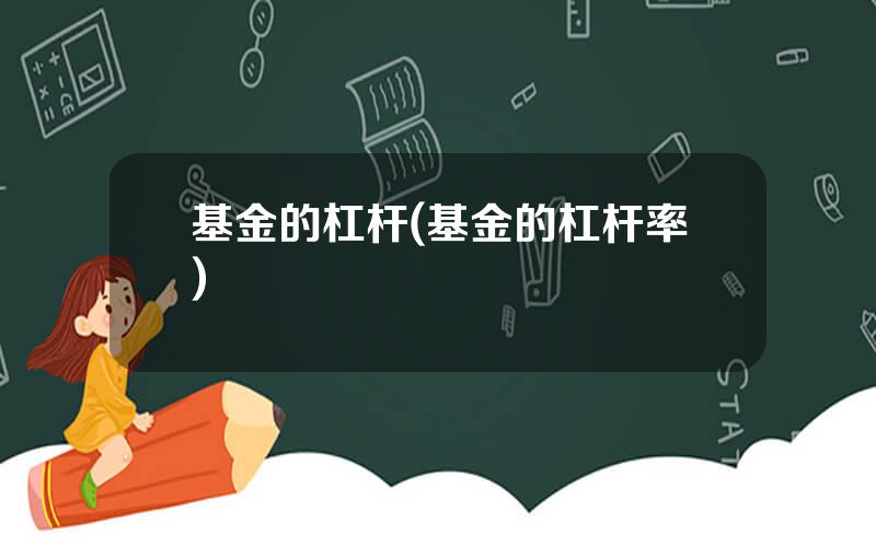 基金的杠杆(基金的杠杆率)