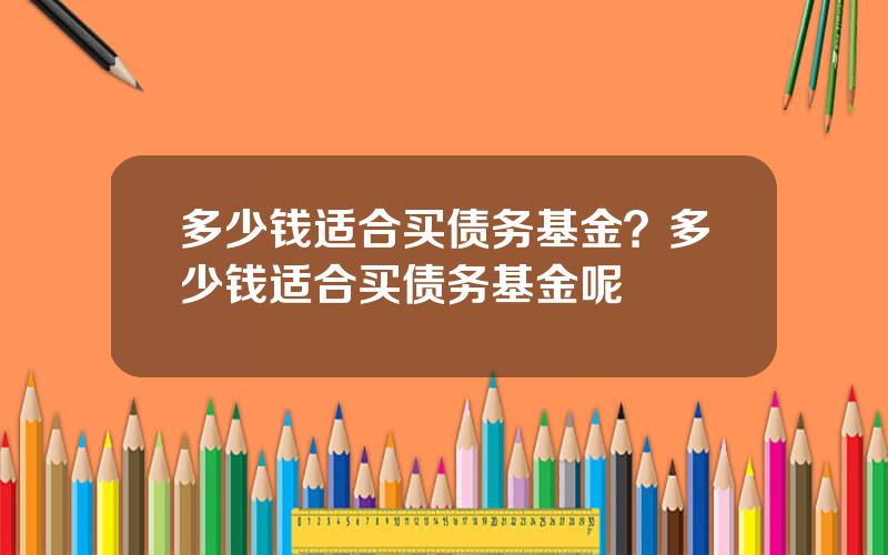 多少钱适合买债务基金？多少钱适合买债务基金呢