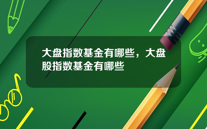 大盘指数基金有哪些，大盘股指数基金有哪些