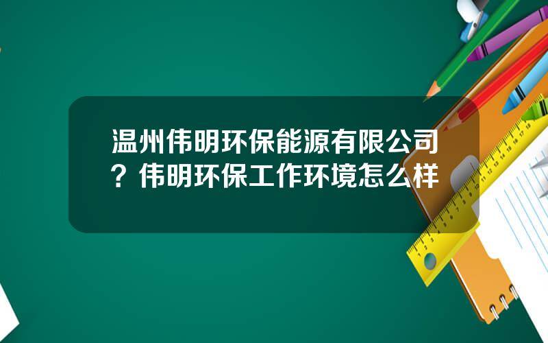 温州伟明环保能源有限公司？伟明环保工作环境怎么样
