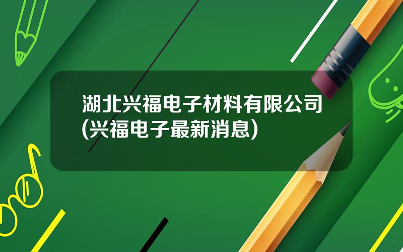 湖北兴福电子材料有限公司(兴福电子最新消息)