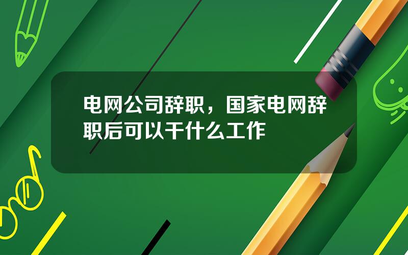 电网公司辞职，国家电网辞职后可以干什么工作