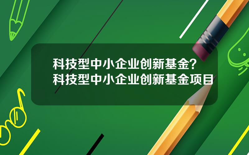 科技型中小企业创新基金？科技型中小企业创新基金项目