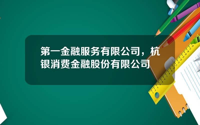 第一金融服务有限公司，杭银消费金融股份有限公司