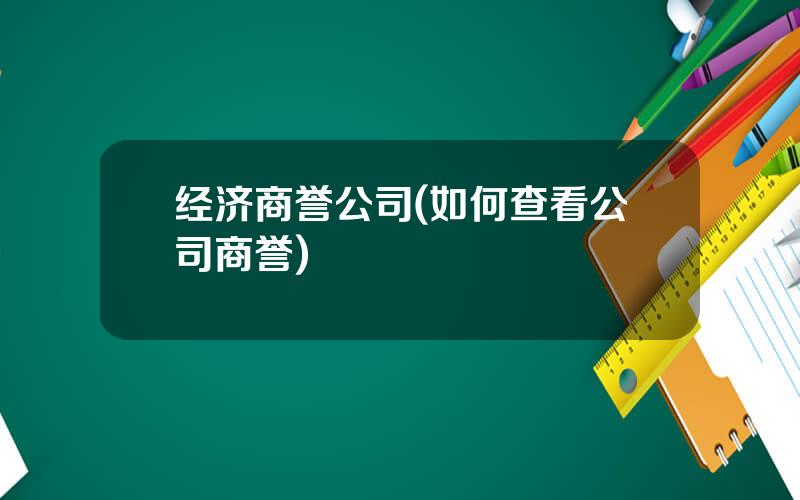 经济商誉公司(如何查看公司商誉)