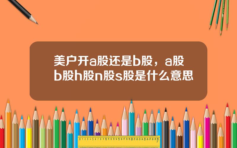 美户开a股还是b股，a股b股h股n股s股是什么意思