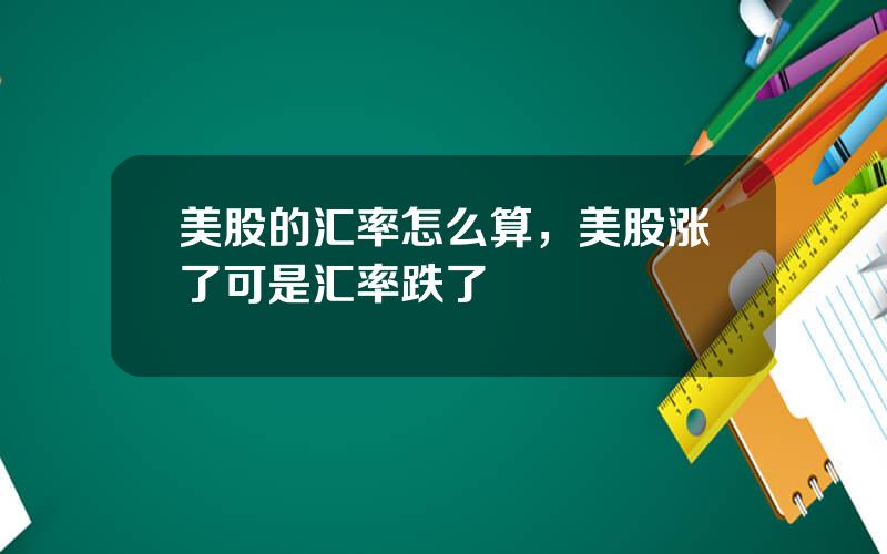 美股的汇率怎么算，美股涨了可是汇率跌了