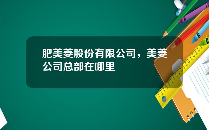 肥美菱股份有限公司，美菱公司总部在哪里
