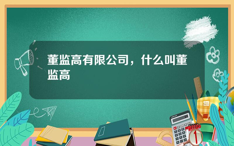董监高有限公司，什么叫董监高