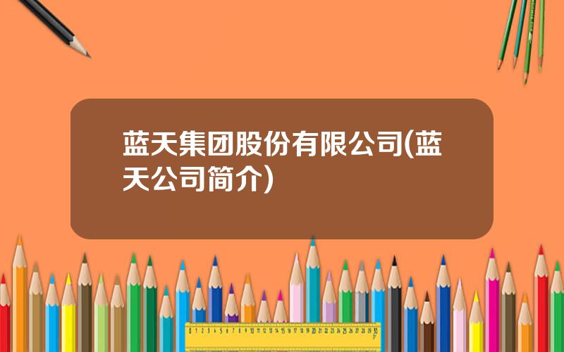 蓝天集团股份有限公司(蓝天公司简介)