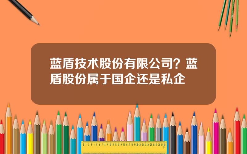 蓝盾技术股份有限公司？蓝盾股份属于国企还是私企