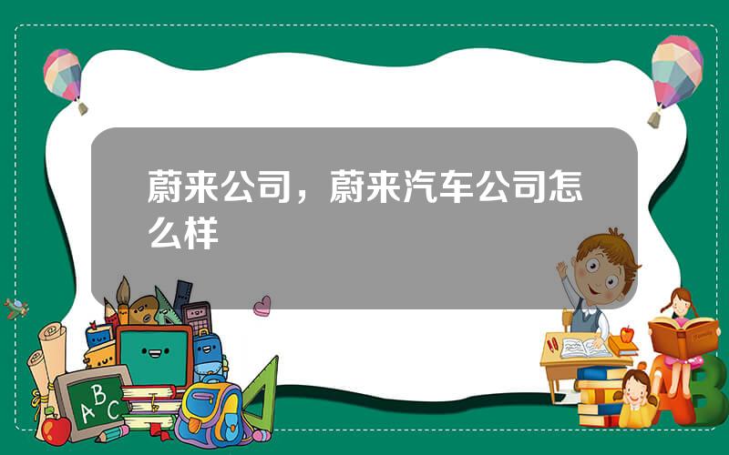 蔚来公司，蔚来汽车公司怎么样