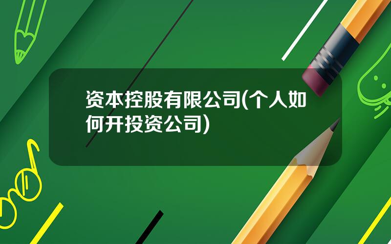 资本控股有限公司(个人如何开投资公司)
